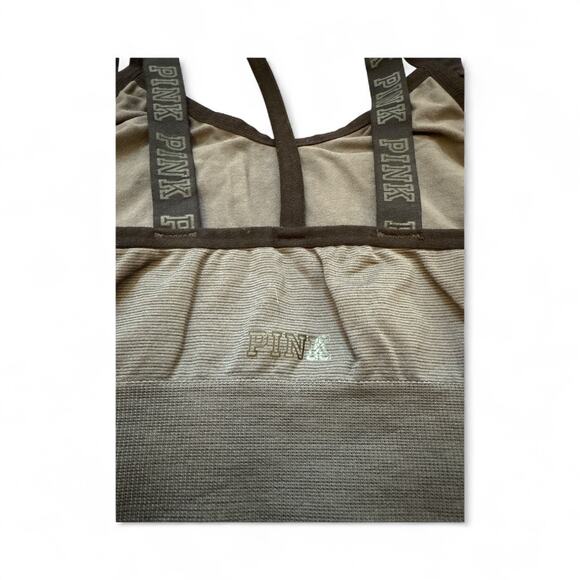 Victoria Secret PINK Charcoal Grey and Black Bralette Sports Bra Size Large - Picture 3 of 5